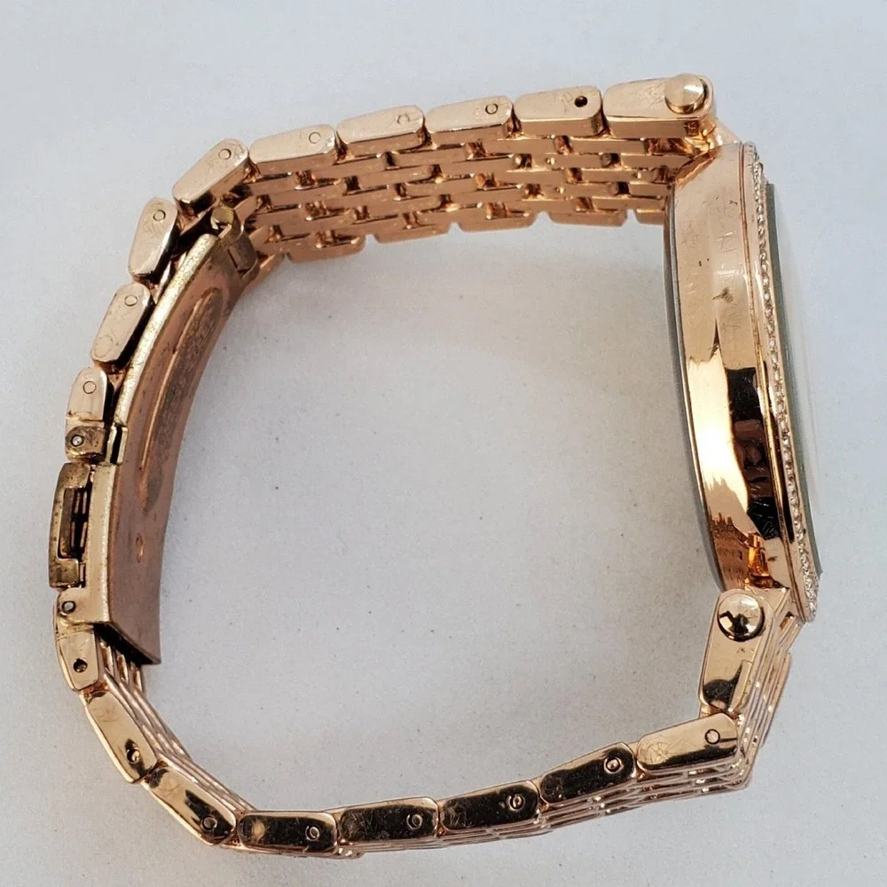 38MM Women's Watch Crystal Bezel Gold‎ Dial Bracelet 6